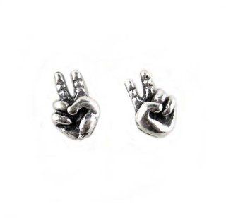 Sterling Silver "Peace Out" Post Earrings Jewelry