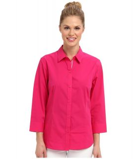 Jones New York 3/4 Sleeve Button Front Shirt Womens Long Sleeve Button Up (Pink)