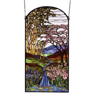 Meyda Tiffany Tiffany Floral Waterfall Iris and Birch Stained Glass