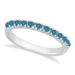 Blue Diamond Stackable Band Ring Guard in 14k White Gold (0.25ct) Jewelry