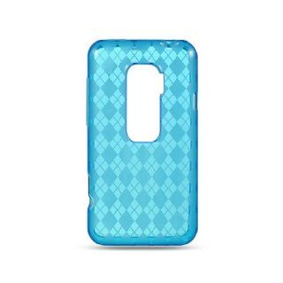 Transparent Blue Argyle Diamond Flex Cover Case for HTC EVO 3D Cell Phones & Accessories