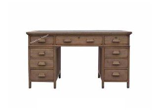 Old Chinese 9 Drawers Rustic Elm Desk Stone Top Ara741v   Home Office Desks