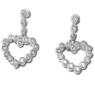 Sterling Silver CZ Heart Earrings Jewelry