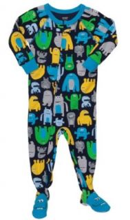 Carter's Navy Monster's Snug Fit 100% Cotton Footed Sleeper Pajamas (12 Month) Infant And Toddler Sleepers Clothing
