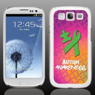 Autism Awareness Samsung Galaxy S3 Phone Case Designs "Autism Rainbow Case"   White Protective Hard Case Cell Phones & Accessories