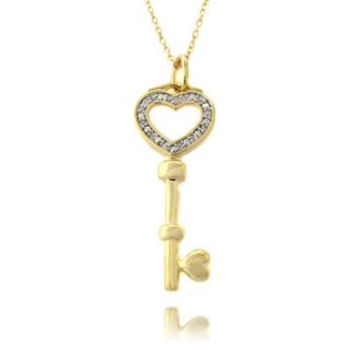 GemJolie Gold Overlay and Diamond Accent Heart Key Necklace