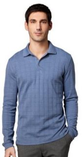 Van Heusen Windowpane Long Sleeve Polo Shirt Blue coastal XX Lg at  Mens Clothing store