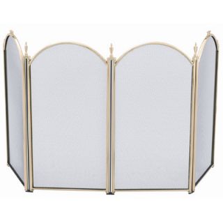 Uniflame Brass Fireplace Screen with Decorative Filigree