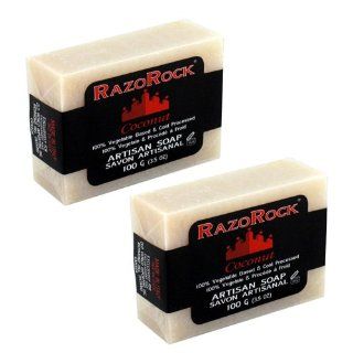 RazoRock Coconut Artisan Bar Soap 100g   2 Pack Health & Personal Care