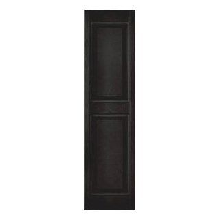 Builders Edge, Inc. 12" x 31" Black Standard Style Raised Panel Vinyl Exterior Shutters (Pair)   Window Treatment Panel Shutters