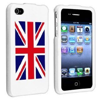 Apple iPhone 4 4S White Rubber Hard Case Snap on 2 piece United Kingdom British Flag Cell Phones & Accessories