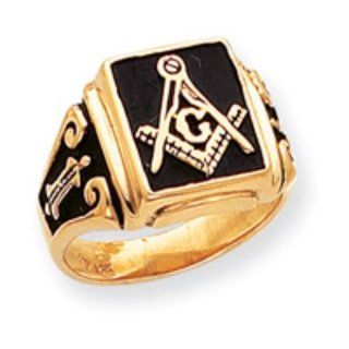 14k Gold Men's Enameled Masonic Ring Jewelry