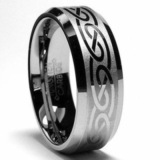 Bonndorf Tungsten Carbide Laser Etched Celtic Comfort Fit Ring