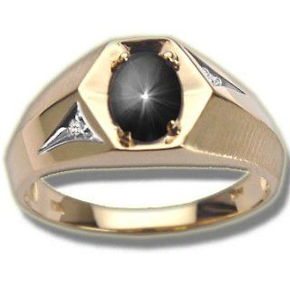 .01 ct Mens 7X5 Black Star Ring Jewelry