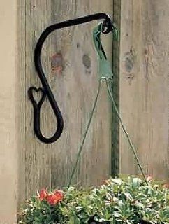 Plant Hangers Black Wrought Iron, Heart Plant, 7" high projects 9"  21293   Plant Hooks