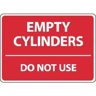 NMC M746AB Cylinder Sign, Legend "EMPTY CYLINDERS DO NOT USE", 14" Length x 10" Height, Aluminum 0.40, White on Red Industrial Warning Signs