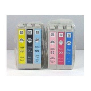 Epson 725 ink Color Multipack Ink Inkjet Genuine Cartridges 98/99 with Black, Cyan, Magenta, Yellow, Light Cyan, and Light Magenta for the Epson Artisan 725 Printer Includes T098120, T099220 T099320, T099420, T099520, T099620 Electronics