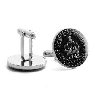 Rare Moet And Chandon 1743 Crown Emblem Black Cuff Links Jewelry