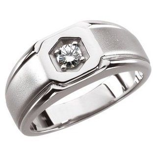 Ann Harrington Jewelry 14k White Gold 4, 5 Or 6.5 mm Round Charles & Covard Created Moissanite Men's Gent's Ring Jewelry