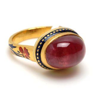 22kt Yellow Gold Enamel Gemstone Ring Vintage Look Jewelry Jewelry