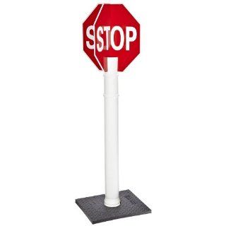 Cortina 03 747QD Non Reflective 4 Way Traffic Sign, Legend "STOP", 11" Width x 56" Height, Red on White Industrial Warning Signs