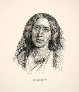 1901 Print Mary Anne Evans George Eliot Victorian Author English Nom De Plume   Relief Line block Print  