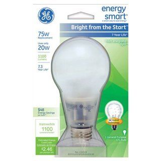 GE Lighting 74438 Energy Smart CFL 20 Watt (75 watt replacement) 1100 Lumen A21 Light Bulb with Medium Base, 1 Pack   Compact Fluorescent Bulbs  