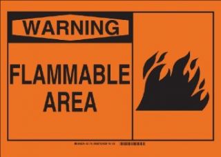 Brady 21719 Plastic, 7" X 10" Warning Sign Legend, "Flammable Area" Industrial Warning Signs