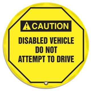 Accuform Signs KDD728 Vinyl Steering Wheel Message Cover, Legend "Caution, DISABLED VEHICLE DO NOT ATTEMPT TO DRIVE (ANSI)", 20" Diameter, Black on Yellow Industrial Warning Signs