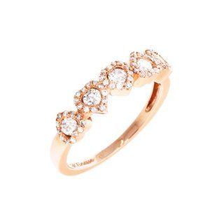 14K Rose Gold, Round Diamond Heart Women's Anniversary ring (0.65ct, SI1 SI2, G H) Jewelry