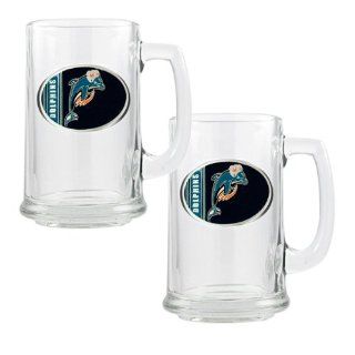Miami Dolphins   NFL 2 Pack Mug Tankard Gift Set  Drinkware Cups  Sports & Outdoors