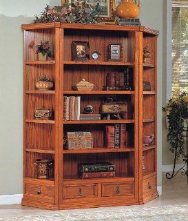 3pcs Mission Style Oak Finish Storage & Display Shelves Bookcase Set  