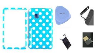 5 in 1 Combo for Lg 840G   Light Blue Polka Dot Design Rubberized Snap on Hard Skin Faceplate Cover Case + Ooki� Screen Protector+ Ooki� Stylus Pen + Ooki� Case Opener + Microfiber Pouch Bag Cell Phones & Accessories