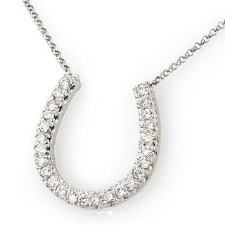 Diamond Horseshoe Necklace in 14k White Gold Chain Necklaces Jewelry