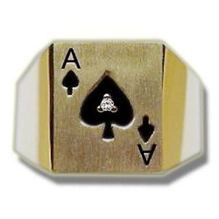 .02 ct Mens Ace Of Spades Gents Ring Jewelry