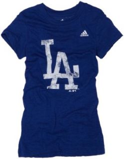 MLB Girls' Los Angeles Dodgers Short Sleeve Longer Length Burnout Tee, Royal, X Large  Sports Fan T Shirts  Clothing