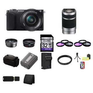 Sony NEX 3NL/B Interchangeable Lens Digital Camera with 16 50mm f/3.5 5.6 Lens (Black) + Sony E 55 210mm F4.5 6.3 Lens for Sony NEX Cameras SEL55210 + 2x Telephoto Lens + Wide Angle Lens + 32GB SDHC Class 10 Memory Card + 49mm 3 Piece Filter Kit + 40.5mm 3