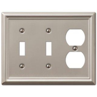 Double Toggle and Single Duplex 3 Gang Decora Wall Switch Plate, Brushed Nickel   Satin Nickel Switch Plate