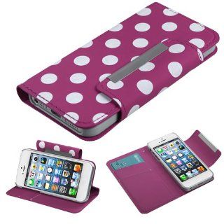 Fits Apple iPhone 5 Hard Plastic Snap on Cover White Polka Dots /Hot Pink Frosted Book Style MyJacket Wallet (with card slot) (758) AT&T, Cricket, Sprint, Verizon (does NOT fit Apple iPhone or iPhone 3G/3GS or iPhone 4/4S) Cell Phones & Accessorie