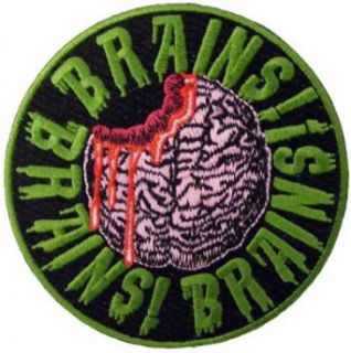 Novelty Iron On Patch   Creepy Zombie Dead "Eat Me" Head Brains Applique Clothing