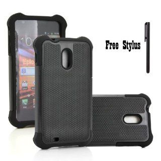 Anti Shock and Drop Dual Layer Hybrid Case for The Sprint Samsung Galaxy S2 II (SPH D710), US Cellular Samsung Galaxy S2 II (SCH R760), The Boost Mobile & Virgin Mobile & Ting Samsung Galaxy S II 4G   Soft and Hard Case Cover Skin (Black + One Free