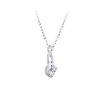 14K White Gold 0.09 ct. Diamond Fashion Pendant with Chain Katarina Jewelry