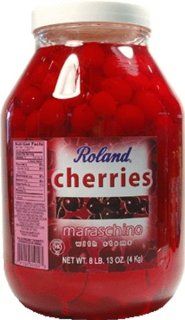 Roland Cherries Maraschino with Stems, 128 Ounce (8 Pounds) Jug  Cherries Produce  Grocery & Gourmet Food
