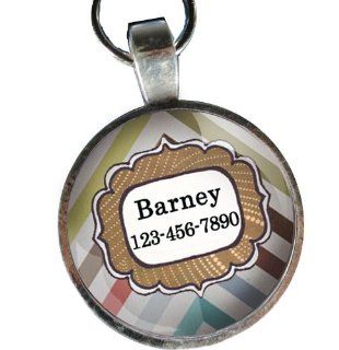 Pet ID Tag   Multicolored Pastel Chevron Patterned Handmade Custom Dog ID Tag  Dog Tag. Great for Medium to Large Sized Dogs   From California Mutts  Pet Identification Tags 
