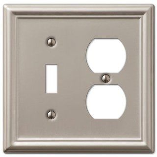 Single Toggle and Single Duplex 2 Gang Decora Wall Switch Plate, Brushed Nickel   Amerelle Wall Plates