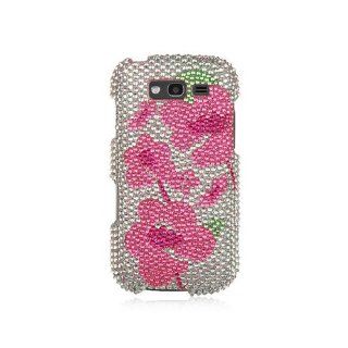 Silver Pink Begonias Flower Bling Gem Jeweled Crystal Cover Case for Samsung Galaxy S Blaze 4G SGH T769 Cell Phones & Accessories