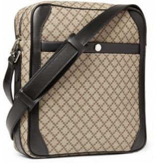 Gucci Mens Messenger Bag Diamante Plus Black Leather Trim G0103 Shoes