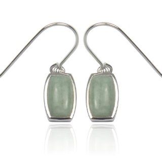 Sterling Silver Green Jade Wire Earrings Jewelry