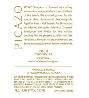 2008 Picazo Estate Merlot, Livermore Valley 750 mL Wine