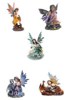 Fairyland Legends Fairy and Dragon Figurine Set of 5  Collectible Figurines  